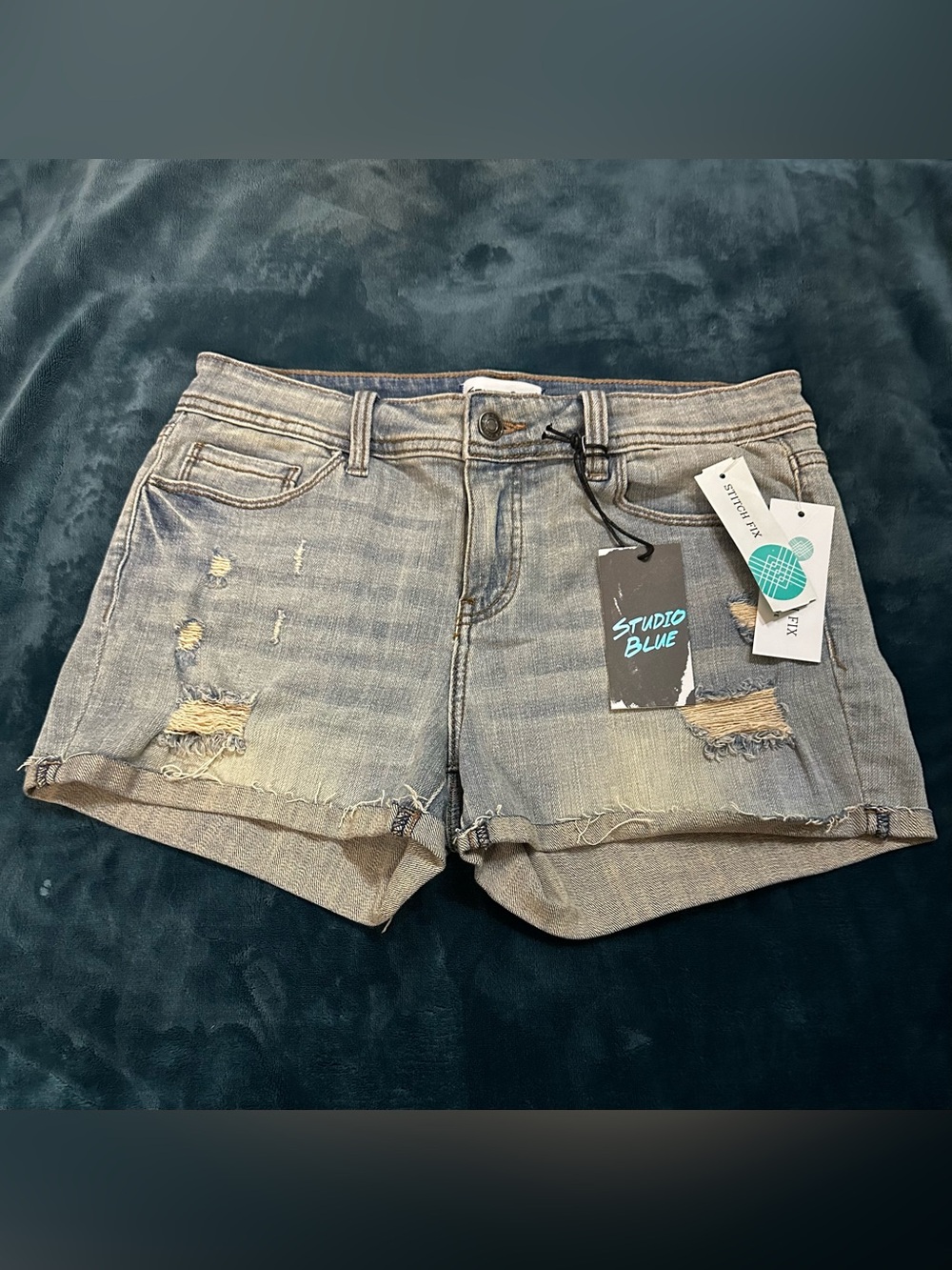 NWT Studio Distressed Light Blue Denim Cutoff Shorts